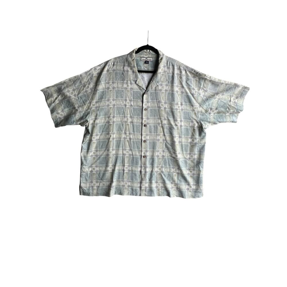 Tommy Bahama Men's Vintage Hawaiian Resort Shirt 100% Silk Plaid Size XXL